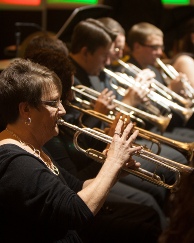 Trumpet players performing together